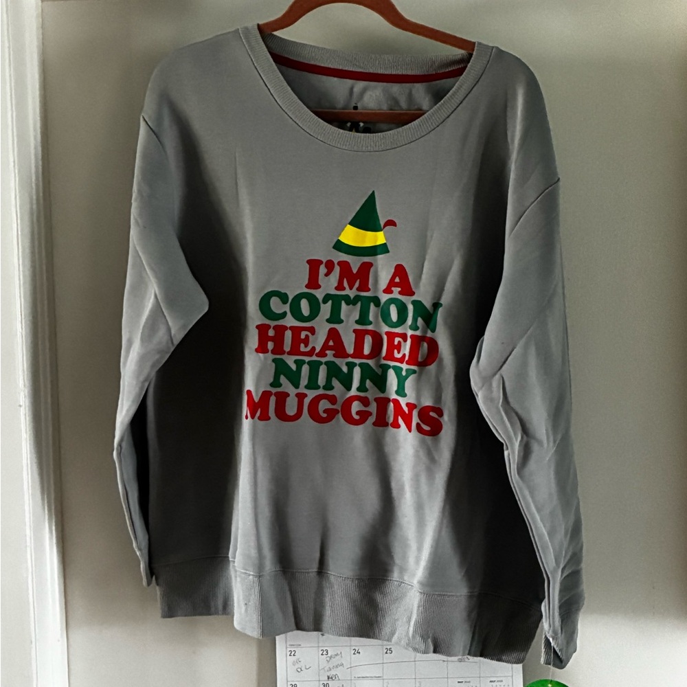 ELF Gray Sweatshirt with Yellow and Green Print